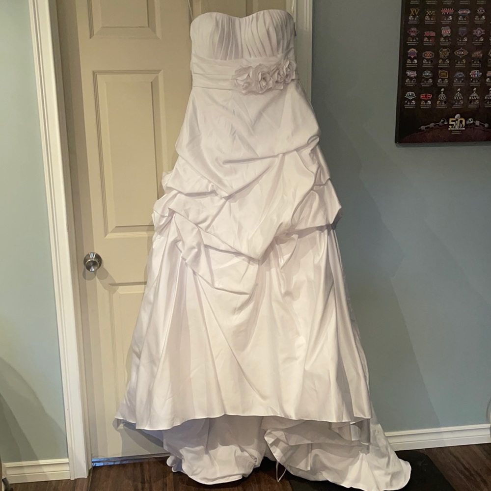White A line  Satin Wedding Gown